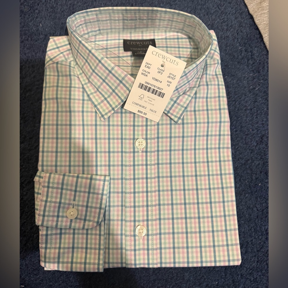 NWT! Crewcuts Kids Multicolor Plaid Button Down Shirt